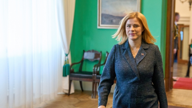 Ministru Prezidente Rīgas pilī pēc tikšānās ar Valsts prezidentu