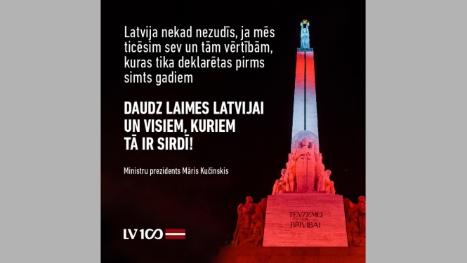 Ministru prezidenta Māra Kučinska apsveikums Latvijas neatkarības proklamēšanas 100. gadadienā